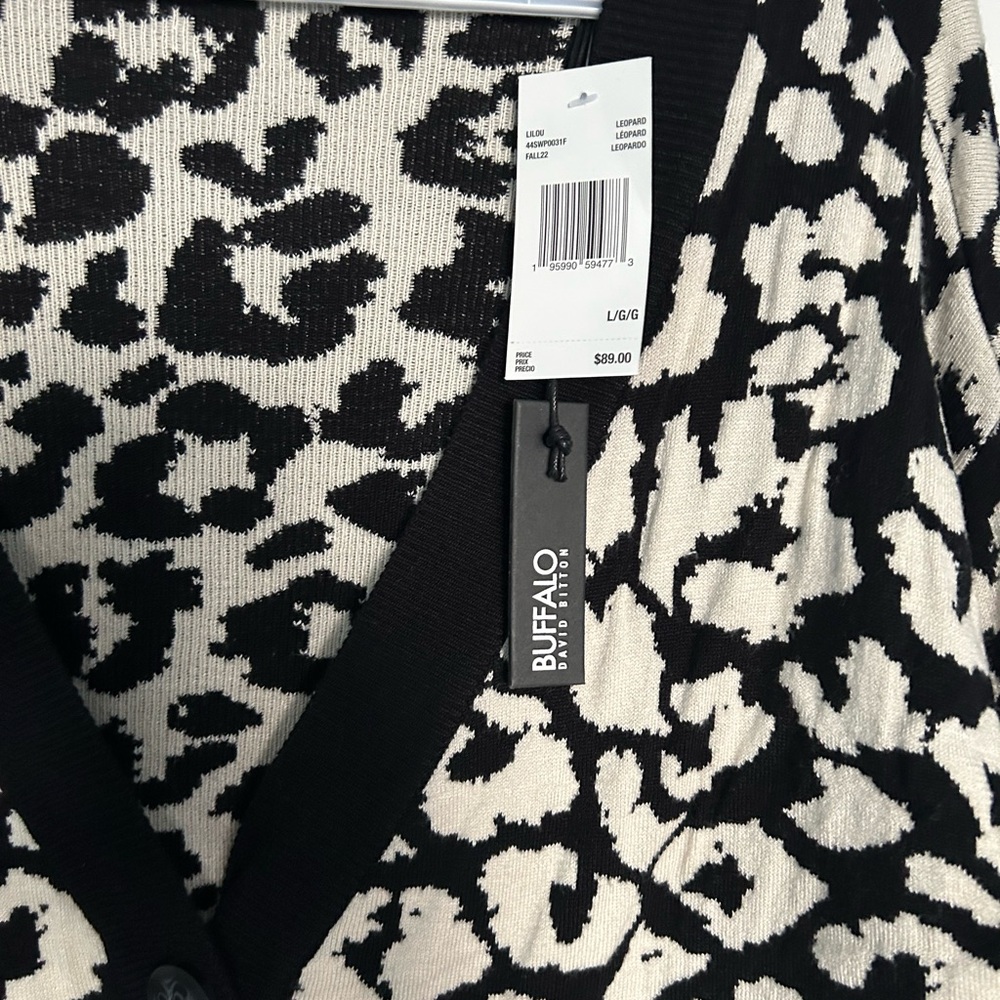 Buffalo David Bitton Monochrome Animal Print Cardigan - Picture 4 of 7